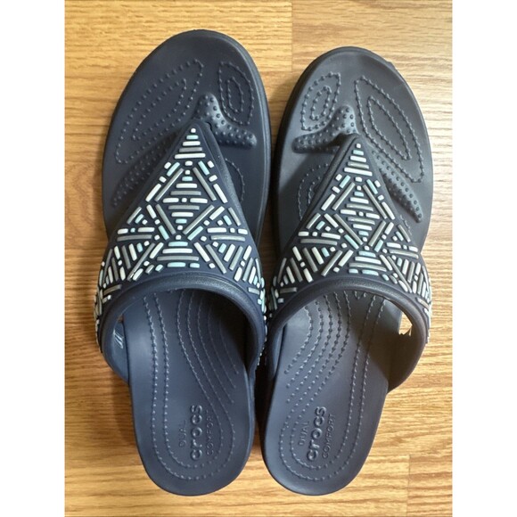 CROCS Dual Comfort Flip Flop Sandals Monterey‎ Diamante Women's Size 10 - Picture 1 of 5
